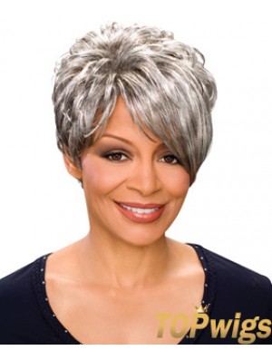 Durable Short Wavy Capless Grey Wigs