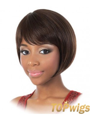 Chin Length Brown Straight Bobs Fashion African American Wigs