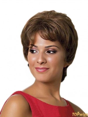 Remy Human Layerd Full Lace Short Wavy African American Human Hair Wigs