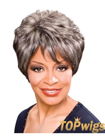 Synthetic Best Short Wavy Grey Wigs