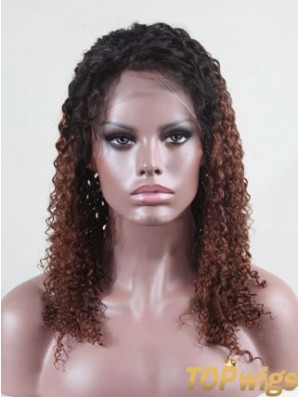 Shoulder Length Curly Without Bangs Full Lace 14 inch Comfortable Black Women Wigs