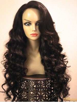 Long Brown Wavy Without Bangs Sassy African American Wigs