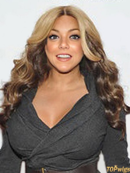 Without Bangs Wavy Ombre/2 Tone 22 inch Suitable  Wigs