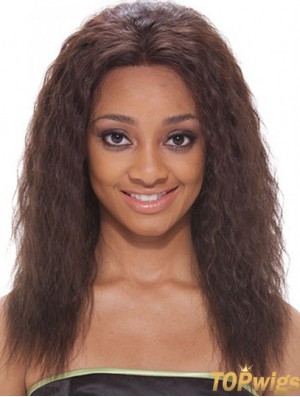 16 inch Brown Shoulder Length Without Bangs Wavy Popular Lace Wigs