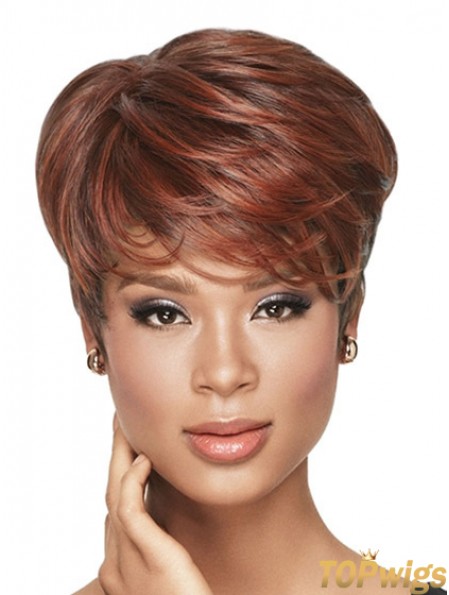 Cropped Red Wavy Boycuts Ideal African American Wigs