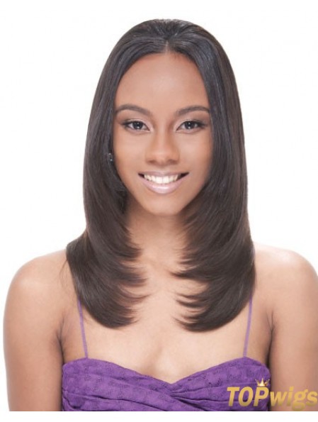 Long Brown Straight Without Bangs Suitable African American Wigs