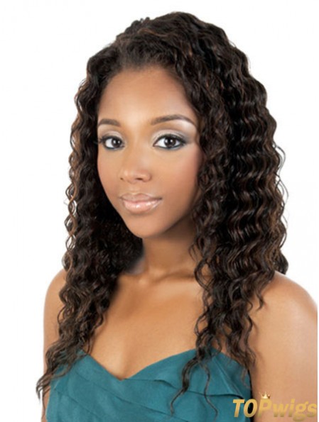 Long Brown Curly Without Bangs Best African American Wigs