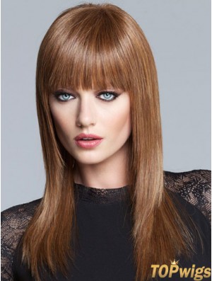 Yaki With Bangs Long Brown Fabulous Lace Front Wigs