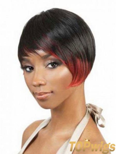 Short Black Straight Layered Fashionable African American Wigs