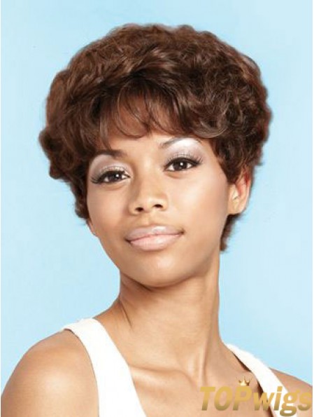 Short Brown Curly Layered Beautiful African American Wigs