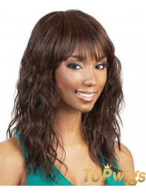 Shoulder Length Auburn Wavy African Wigs