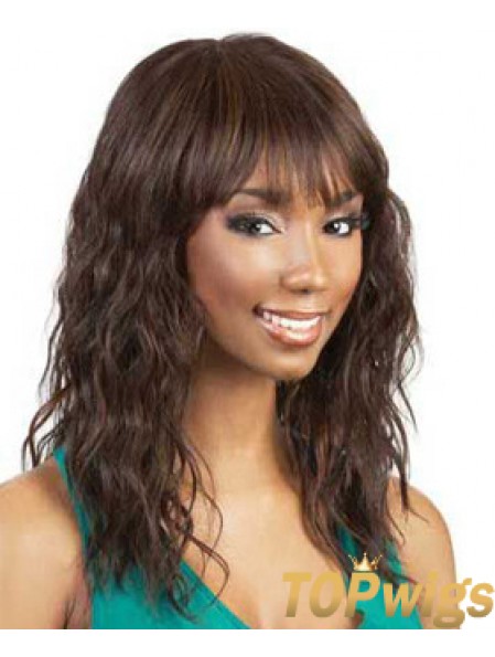 Shoulder Length Auburn Wavy African Wigs