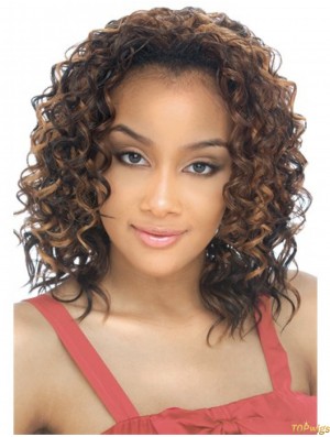 Shoulder Length Curly Indian Remy Hair Wigs