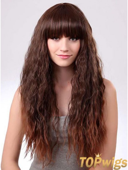 Long Ombre/2 Tone Curly With Bangs Suitable African American Wigs