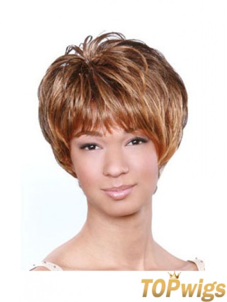 Short Brown Wavy Boycuts Popular African American Wigs