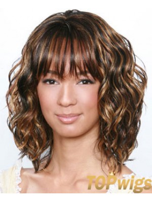 Shoulder Length Brown Curly Layered Best African American Wigs