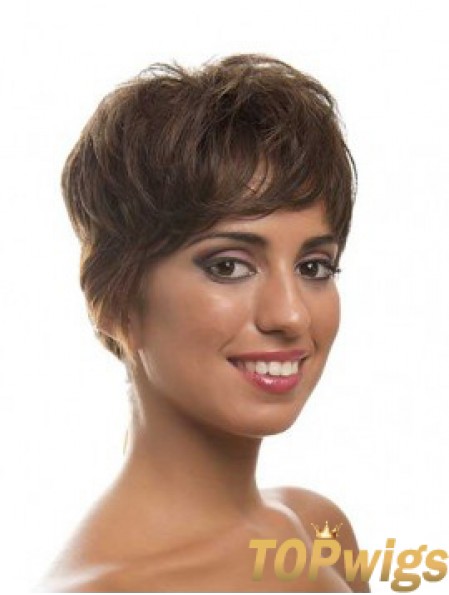 Short Brown Layered Wavy Style Full Lace Wigs