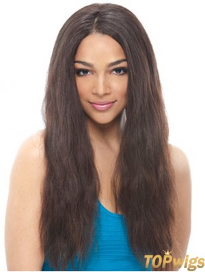 24 inch Black Long Without Bangs Wavy Suitable Lace Wigs