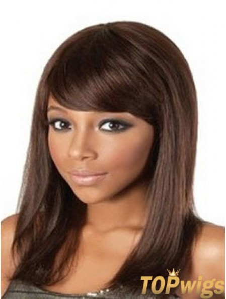 Shoulder Length Auburn Straight With Bangs Great African American Wigs