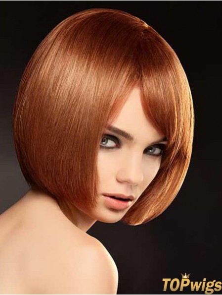 Chin Length Auburn Bobs Straight Good Full Lace Wigs