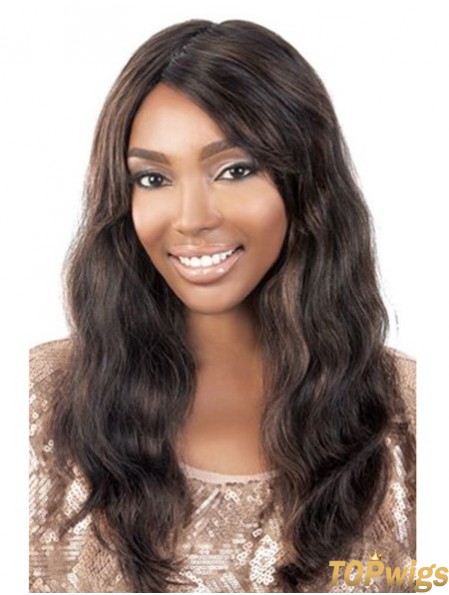 Long Brown Wavy Without Bangs Modern African American Wigs