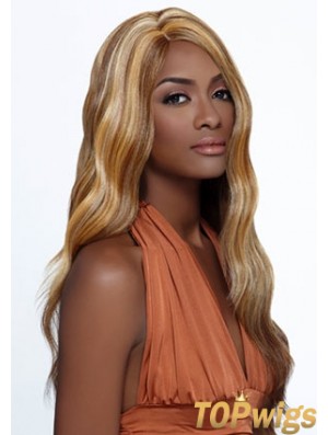 Long Blonde Wavy Layered Ideal African American Wigs