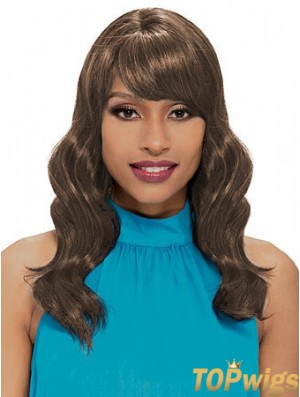 Shoulder Length Brown Wavy With Bangs New African American Wigs