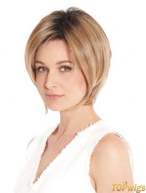 Blonde Designed Straight Short Synthetic Bob Wigs