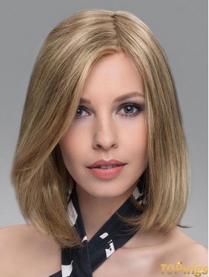 Blonde Soft Straight Shoulder Length Synthetic Bob Wigs