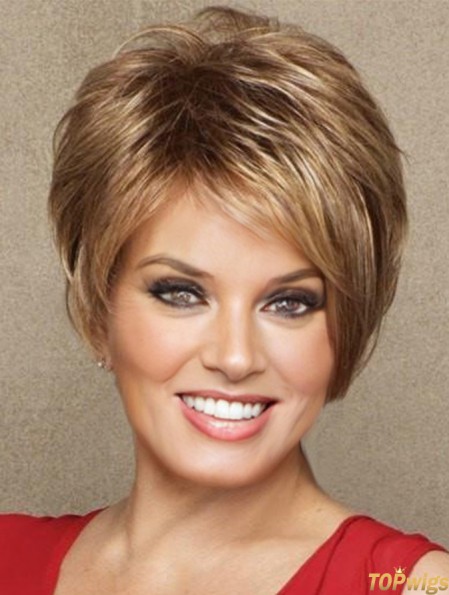 Boycuts Brown Straight 3 inch Cropped Synthetic Wigs