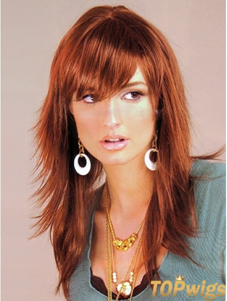 Synthetic Hair UK Auburn Color Long Length Layered Cut With Capless