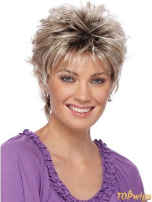 Women Boycuts Blonde Cropped Synthetic Wigs