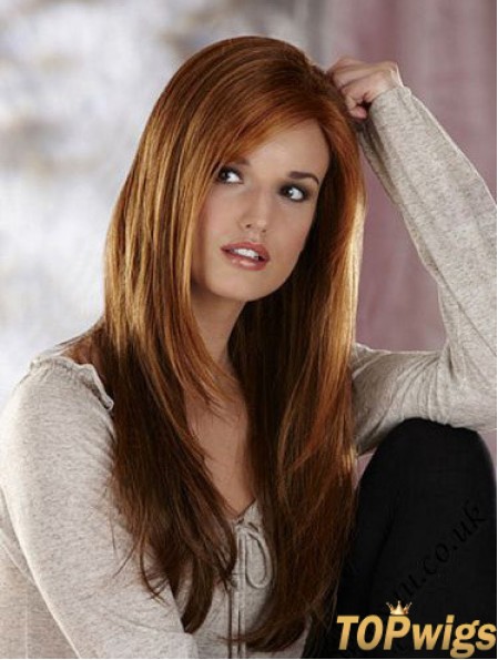 Without Bangs Capless 18 inch Straight Auburn Long Wigs