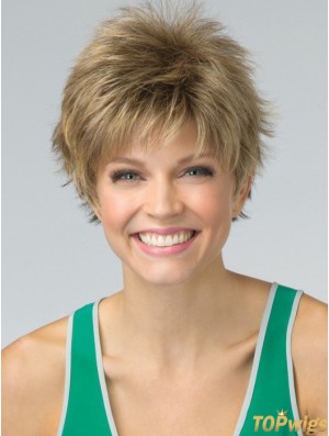 Short Pixie Cut Synthetic Wig Blonde Color Cropped Length Boycuts