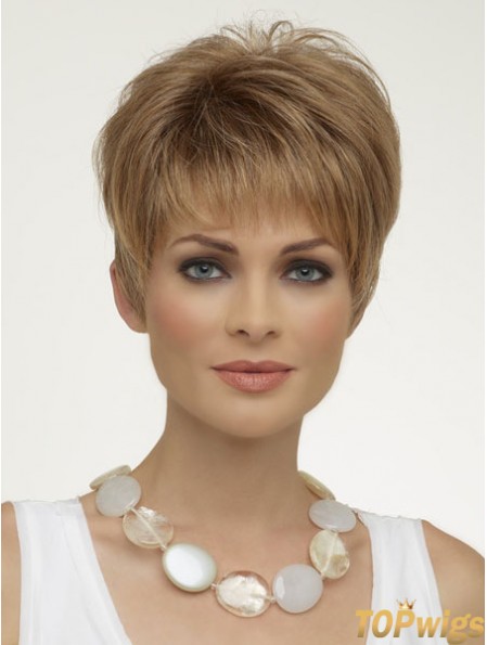 Natural Synthetic Wigs Boycuts Cropped Length Blonde Color