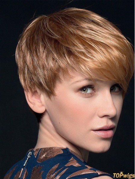 Blonde 4 inch Boycuts Cropped Top Monofilament Wigs