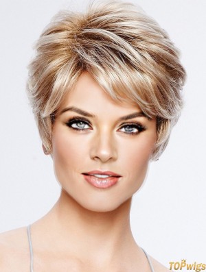 Boycuts Blonde Wavy 4 inch Cropped Synthetic Wigs