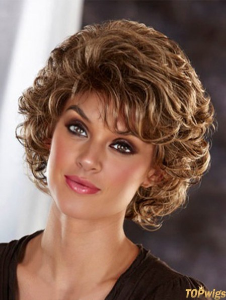 Synthetic Wig UK Blonde Color Wavy Style Layered Cut Chin Length