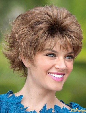 Layered Brown Wavy 5 inch Short Synthetic Wigs