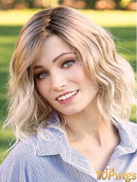 Blonde 14 inch Layered Shoulder Length Online Monofilament Wigs