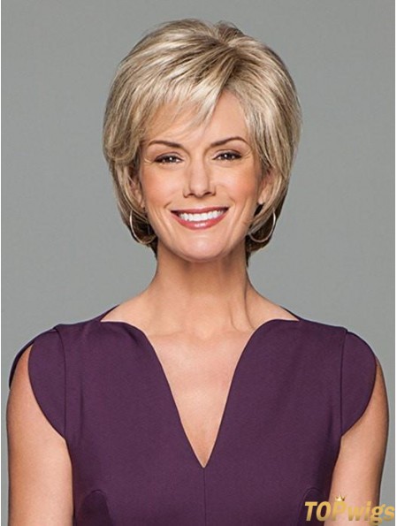 Short Wavy Blonde 6 inch Lace Wig Cap