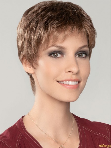 Straight Cropped 4 inch Auburn 100% Hand-tied Wigs