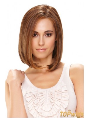 Synthetic Front Lace Wigs Chin Length Monofilament Straight Style Brown Color