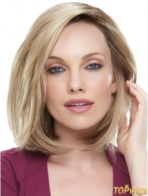 Shoulder Length Straight Bobs Blonde Best 100% Hand-tied Wigs