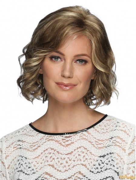 Lace Front 12 inch Wavy Blonde With Bangs Wigs