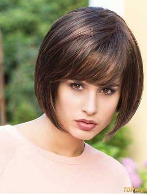 Chin Length Black Ideal 8 inch Straight Bob Wigs