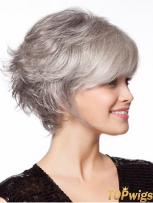 No-Fuss Cheap Wavy Synthetic Grey Wigs Sale