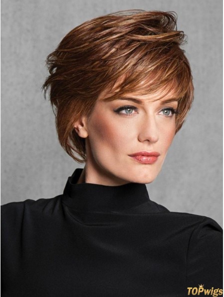 Layered Auburn Straight 6 inch Capless Layered Wig