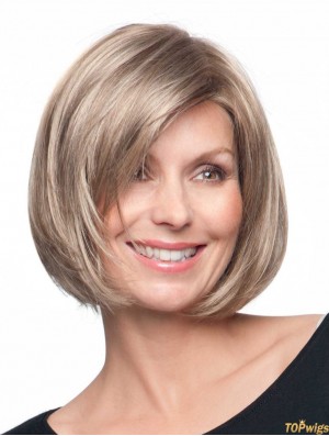 Lace Synthetic Wigs UK With Monofilament Bobs Cut Chin Length