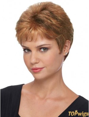 Boycuts Brown Straight 4 inch Ladies Capless Wigs